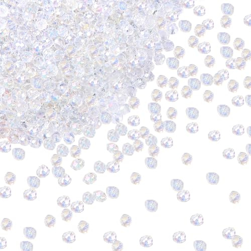 TOAOB 1050 Pezzi 4mm Perline di Vetro di Cristallo Sfaccettato Colore AB | Perline in Vetro, per Bigiotteria Braccialetti Collane Orecchini Creazione di Gioielli