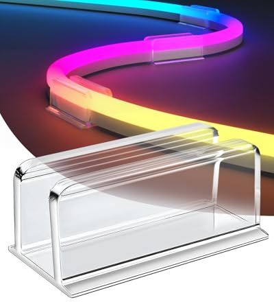 Neon Rope Light Clips Mounting - 30Pcs Clear Waterproof LED Strip Clip Brackets - Adhesive Wall Mount Holder for Govee and Other Neon LED Lights Strips (Not Support H61A2 & H61A0)