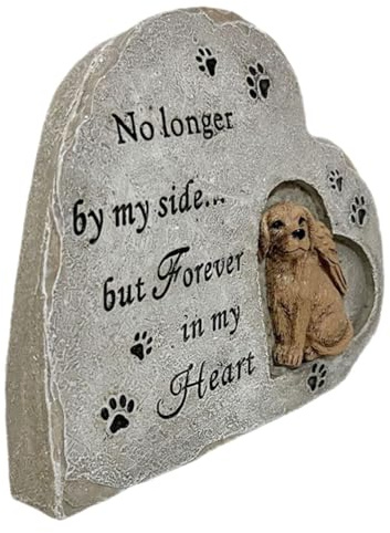 ROMISBABA Pierre Commémorative pour Animaux en Résine Cœur, Statue Funéraire Résistante, Décoration Extérieure Jardin, Mémoire Chien Compagnon, Souvenir Solide