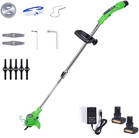 Tagliaerba da Giardino Portatile, Leggero, Rotante, Ricaricabile, Alimentato a Batteria da 12 V, per Uso Domestico, con 2 batterie.