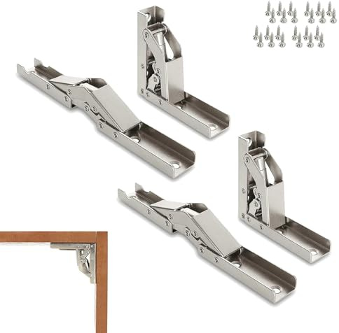 Eruceky 4 Piezas Bisagras 90 180 Grados, Bisagra de Estante Plegable, Shelf Hinge Hidden, para Puertas, Mesa