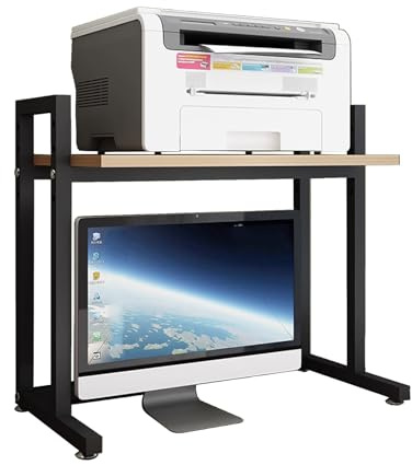 Mångsidig Bordsorganisatör för Skrivbord Platssparande Datorskrivbord Bokhylla 65 cm Höjd Skrivbordshylla Trä och Metall för Kontor Hem Sovsal(Black,70cm)
