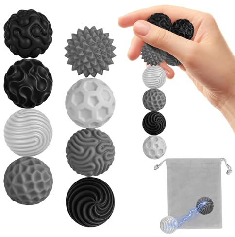 Zingbee 8 stück magnetische Fidget Toys,Silikon Magnetkugeln Anti-Stress | Sensorik Spielzeug,für Erwachsene und Kinder ADHS,Sensorische Magnetische Kugeln Set, Stressabbau und Entspannung（Grau）
