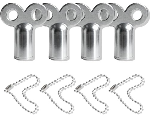 Alinw 8 Pcs Radiator Key, Radiator Bleed Key, Radiators Universal Bleeding Keys for Radiators Bleed for Bleeding and Air Vent, Removing Trapped Air/Valve Venting(4 Pcs Keys+4 Pcs Keychains)