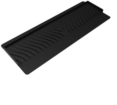 Lavello da cucina in silicone per protezione dei bordi con paraspruzzi rialzato e design ad angolo di inclinazione, protezione multiuso per lavello, vasca da bagno e lavaggio (nero)