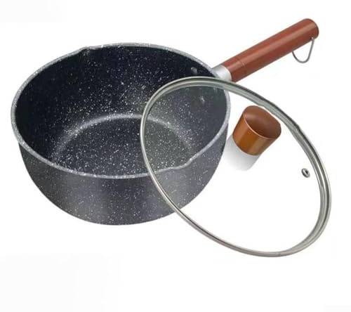 Maifan Pentola per il latte, antiaderente, rivestimento in pietra, piccola casseruola con acciaio inossidabile, multiuso, per cottura a induzione a gas (con coperchio, 20 cm)