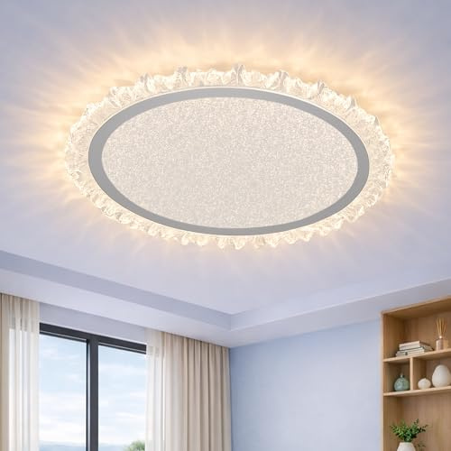 GSALDY Deckenlampe LED Dimmbar Mit Fernbedienung 83W Blumen-Design 50cm | Grau Deckenleuchte Wohnzimmer Modern Deckenlampen Aluminium Sternen Lampe Decke Für Schlafzimmerlampe Büro Küchen Esszimmer