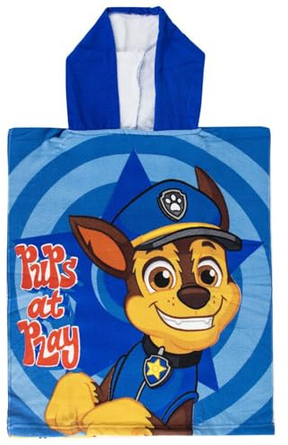 The Geeky Pop Poncho de Bain Enfant – Serviette à Capuche 50x115 cm – Poncho Plage et Piscine Garçon – Peignoir Léger Séchage Rapide – Idée Cadeau Enfant (Pat Patrouille Bleu)