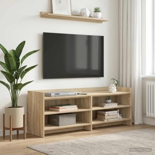 Boltkex TV-skåp, Sonoma-ek, trämaterial, 135 x 33 x 47 cm med 4 fack, TV-skåp, mediamöbler, hemmabio, förvaring, ordning, vardagsrum