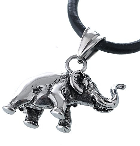 DonDon Herren Lederkette Leder Halskette 50 cm mit Edelstahl Anhänger Drache Thor Hammer Anker Totenkopf Löwe Tribal und vielen weiteren