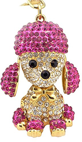 Shining crown Belle Diamant Strass Porte-clés Caniche Porte-clés Chien Sac À Main Charmes Porte-clés Nouveauté pour Les Femmes (Violet)
