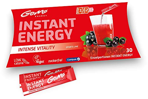 GoMo ENERGY® Bebida Energética sin azúcar deportiva | Fuerte amplificador para el cuerpo y el cerebro | Contra la fatiga física y sicológica| Bebida vegana | INTENSE VITALITY 30 Porciones únicas