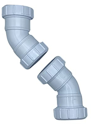 Compression 40mm Waste Pipe 45 Degree Bend - Pack of 2