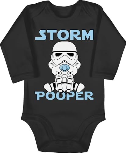 Shirtracer - Baby Body langarm Mädchen Junge - Sprüche - Storm Pooper I Stormpooper