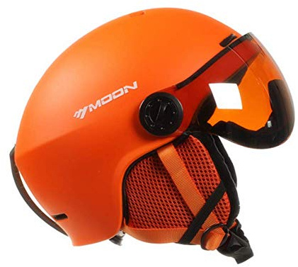 Skid-/snowboardhjälm unisex lätt professionell justerbar snösporthjälmar med skyddsglasögon (orange, Large)