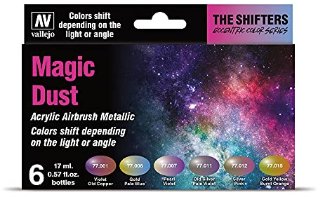 Vallejo The Shifters Set de Pintura Acrílica Magic Dust. 6 Metallisierte Farben für Aerograf in 17 ml Flaschen. Ideal zum Bemalen von Fantasy-Figuren und Wargames.