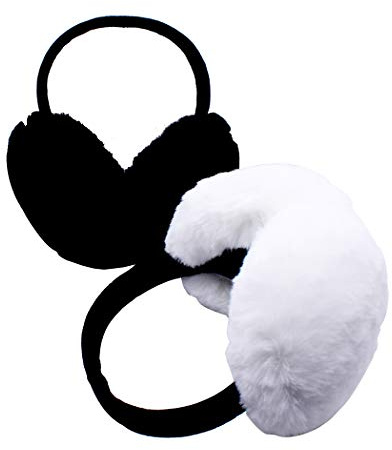 Abcsea 2 Stück Winter Ohrenschützer Damen, Ohrenwärmer für Mädchen und Erwachsene, Schwarz und Weiß