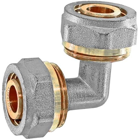 MegaHaustechnik Winkel 90 Grad Schraubfitting für Mehrschichtverbundrohr 20x2 mm (AußenØ x Wandstärke) aus Messing Verschraubung Verbinder Kupplung Bogen Trinkwasser geeignet