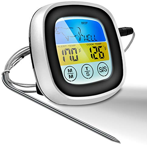 ThreeH Instant Digital Read Meat Thermometer Large Screen Display Kitchen Thermometer for Ovean BBQ Grill Kitchen Food Baking Black