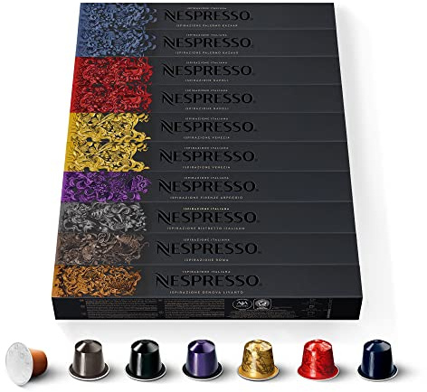 Nespresso Original - Assortiment Ispirazione Italiana - 100 Capsules Café | Compatible avec machines Nespresso Original - Extraction Ristretto ou Espresso - Pour une dégustation intense au quotidien