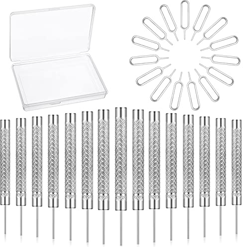 Frienda 30 Pieces SIM Card Removal Tool SIM Card Tray Eject Pins Opening Removal Tool Cellphone Eject Pin with Transparent Storage Box Packaging for Most Smart Phones, Silver, 2 Styles