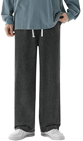 QWUVEDS Herren Herbst Winter Freizeithose Sporthose mit Tasche Mode Lange Hosen Jeans Herren Hosen Stretch Herren Hose Herren Hosen Modern Herren Hose Stretch Herren Hosen Mit Gummizug