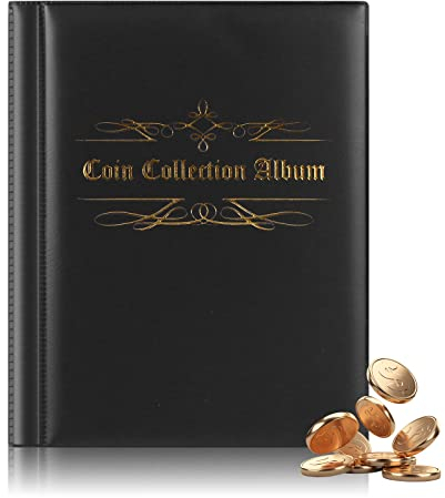 Münzalbum Münzsammlung Münzen Sammelalbum Sammelmappe: HOMURY Münzalbum Bücher 16 Page 480 Taschen World CoinTaschen Münztaschen Album Gedenkmünzen von Zubehör Sammlergeschenke (Schwarz)