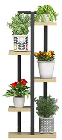 AFLCIO Pflanzenständer aus Holz mit 5 Ebenen, mehrere Blumenständer aus Metall für den Innen- und Außenbereich, Pflanzenregal für Terrasse, Garten, Ecke, Balkon, Wohnzimmer, Schwarz