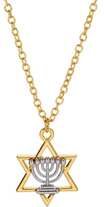 VASSAGO Hanukkah-halsband, Davidsstjärna, judisk Menorah, ljushalsband, Chanukah-smycken, läckra judiska religiösa gåvor för kvinnor, flickor (guld)