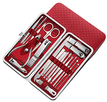 Set de Manicura Pedicura Conjunto de 19 piezas de clippers de uñas Conjunto de uñas Conjunto de cuidado personal Conjunto de pedicuras profesional Conjunto de belleza for hombres y mujeres amigos Mani