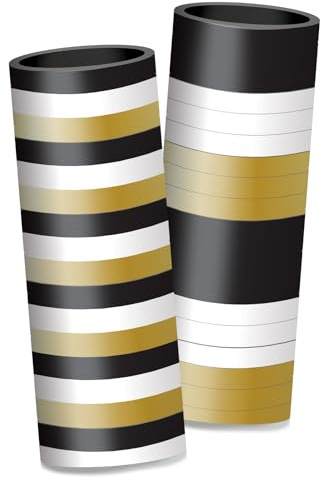 Folat 63761 Serpentin - BlackGold HNY - 4mm x 4 mètres - 2 pièces - Décorations de réveillon du Nouvel, Fournitures de fête Happy New Year, Bonne année