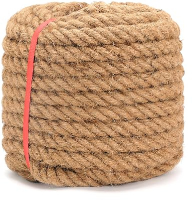 frtzal Juteseil, Tauziehen, 3,0 mm dick, gedrehtes Manila-Seil, Tauziehen, natürliches strapazierfähiges Hanfseil für Schaukelbett, Handwerk, Geländer, Tauziehen, Heimdekoration (15 m, 30 mm)