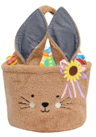 FZQBEY Osterkörbchen Osterhasen Korb, Osterkorb Kinder mit Henkel, Osterhasen Taschen, Osternester zum Befüllen, Körbchen Ostern, Oster Geschenktüten, Osterkörbe für Osterdeko Ostergeschenke (Braun)
