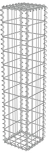 Gecheer Cesto per gabbioni con copertura 20 x 20 x 100 cm (lunghezza x larghezza x altezza), in pietra, per pareti di sostegno, recinzione da giardino