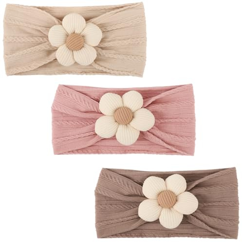 AQOKKA Baby Flower Headbands Nylon Baby Girl Headbands Soft Handmade Hairbands Toddler Hair Accessories for Girls Baby Newborn Infant Kids