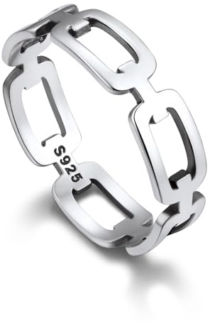 Bandmax Ring Herren Silber Ring Damen Vintage Ringe Größe 59mm Panzerkettenring Partner Ringe 5mm breit Bandring Schmuck Silber für Valentinstag