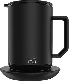 Tea Cup Intelligent Coffee Cup Heater Gravity Sensor Charging Coaster – 12oz Stainless Steel Self Heating Coffee Mug With Lid Coffee Mugs (Color : Black)