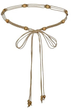 TeeYee Damen Taillengürtel Boho Gürtel Quaste Gürtel Mädchen Flechtgürtel Bindegürtel Bauchkette Schmaler Gürtel für Kleid Belt Women Khaki