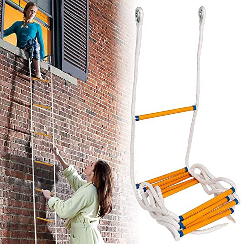 PNAJFUEL Sicherheitsleiter, Rettungsleiter, Strickleiter, Feuerrettungsleiter, Not-Feuer-Fluchtleiter, Nylon-Sicherheitsleiter Zum Klettern Zu Hause/39Ft/12M