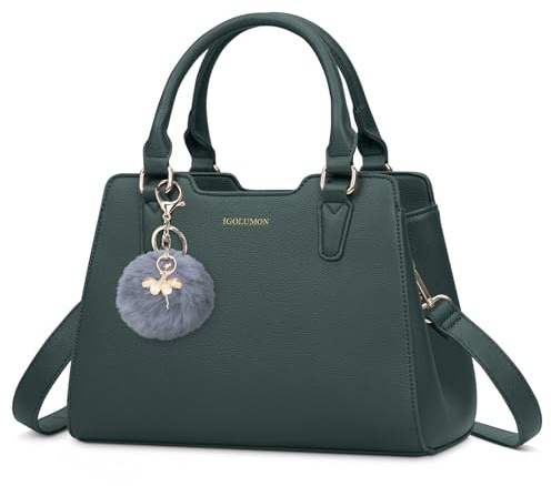 IGOLUMON Handtasche Damen Mittelgroß Tasche Leder Henkeltasche Damen-Henkeltaschen Tote Bag Handtaschen Taschen Schultertaschen Umhängetasche Schultertasche Damenhandtaschen Dunkelgrün