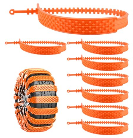 Bordeag 8 pezzi Catena da neve per pneumatici, Catene da neve per auto Riutilizzabili, Anti-scivolo Fascette stringitubo Anfahrhilfe Catene da neve Catena antiscivolo Catene per pneumatici da neve Per