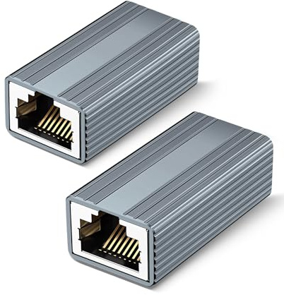 leizhan Koppler für RJ45 (2er Pack), Ethernet Kabelstecker, Netzwerkkabel Paarstecker, Ethernet Koppler, LAN Adapter für Ethernet Kabel, Netzwerkkabel, Patchkabel - grau