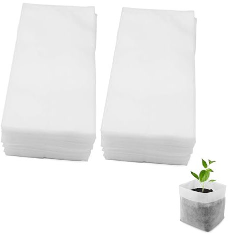 SULIUDAJI 100 Bolsas de Vivero de Tela Biodegradables para Plantas, Tamaños S, M, L, Blancas, para Jardín y Exterior