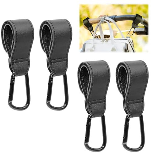 4 Stück Kinderwagen Haken Für Taschen,Kinderwagen Taschen Halterung,Haken Kinderwagen,Kinderwagen Taschenhalter Aus Leder,Universelle Anhänger Für Kinderwagen Für Wickeltasche Taschen Einkaufstasche