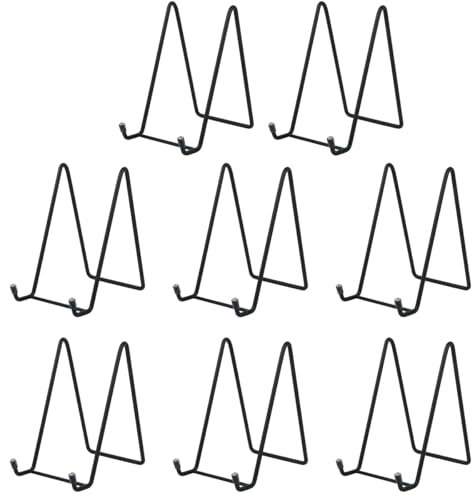 BATINO 8 Pack Plate Stands for Display, 6 Inch Plate Holder Display Stand, Metal Frame Holder Stand, Black Iron Easel Plate Holder Display Stands for Picture, Decorative Plate, Book, Photo Easel