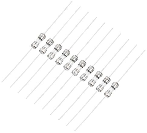 sourcing map Glassicherung, 1 A, 250 V, 0,4 x 1 cm, Schnellsicherung mit Kabel für Haushaltsgeräte, 10 Stück, silberfarben