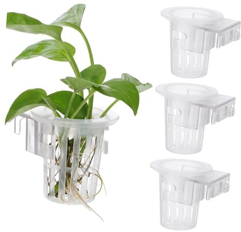 BESPORTBLE 4pcs Hanging Aquarium Planter Aquarium Hanging Basket Plants Pot for Clear Hydroponic Fish Tank er Fish Tank Decor Holder Plastic