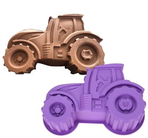 Moule à gâteau en silicone en forme de tracteur, moule de cuisson 3D pour chocolat, bonbons et pâtisserie, réutilisable, design robuste, 27 x 16,5 cm