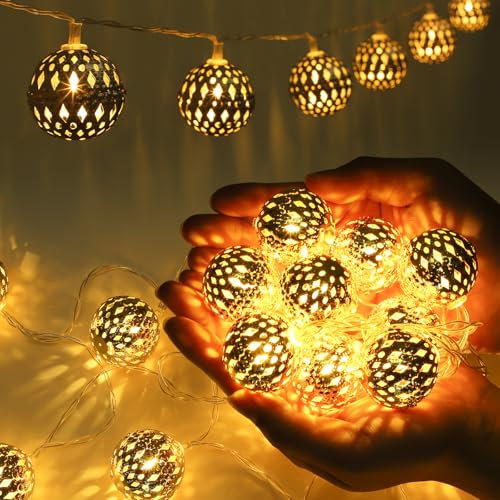 Ewikin Guirnalda Luces Interior Marroquíes, 20 LED Cadena de Luces Con Enchufe, Guirnalda Luminosa Marroquí Con Mando a Distancia para Balcón, Habitación, Ramadán, Partido, Navidad Decoración
