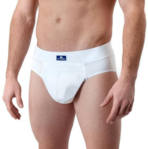 THE VISIONBROS Inkontinenz Slip Herren – Inkontinenz Pants Männer mit Blasenschwäche | patentiertes Zwei-Kammern-System zum Einlegen von Pads bis Level 3 | diskret, waschbar, atmungsaktiv (Weiß, L)
